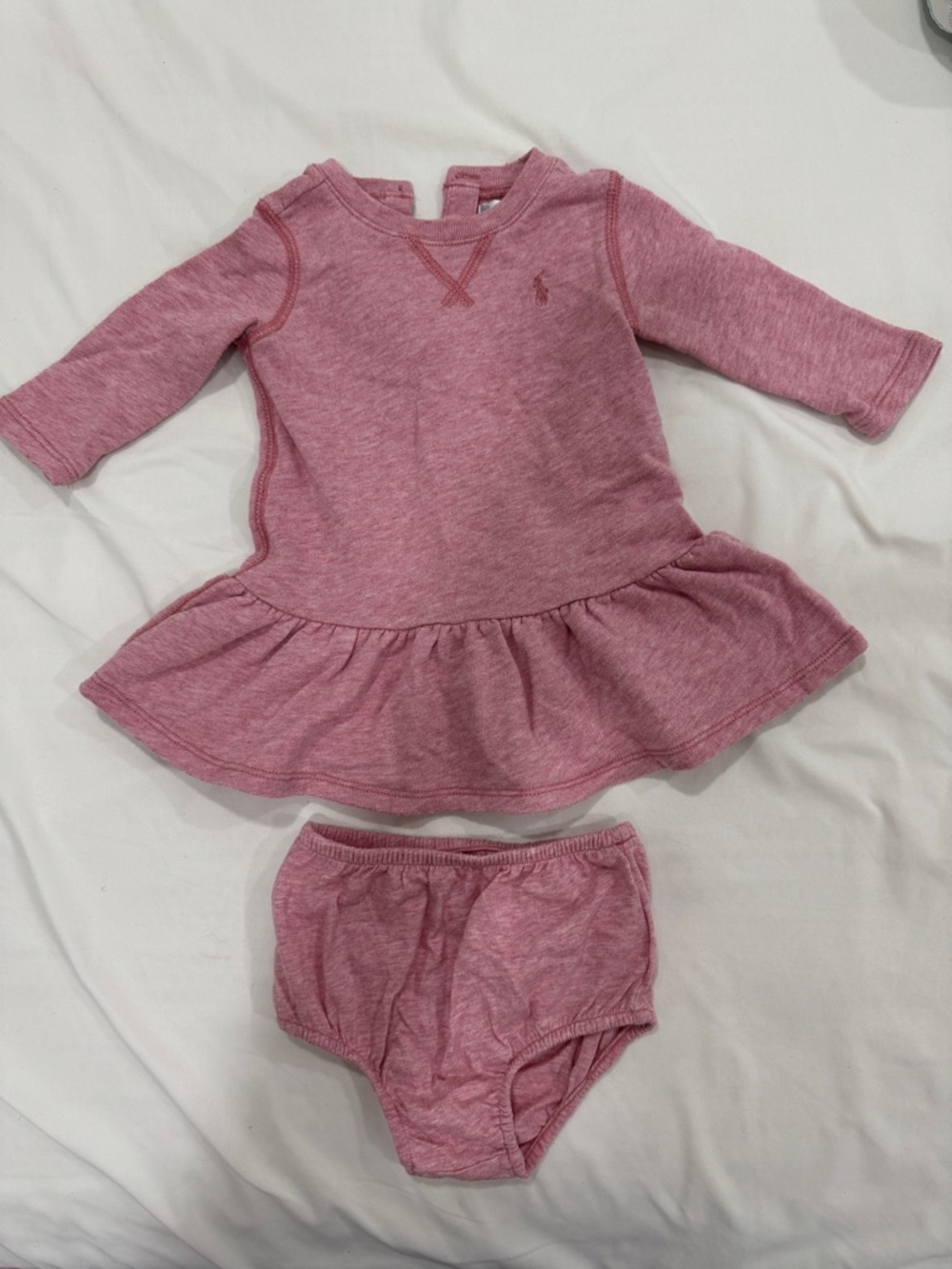 Ralph Lauren Heathered Rose Pink Baby Sweatshirt Dress
